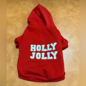 Red Dog Hoodie with 'Holly Jolly' Design